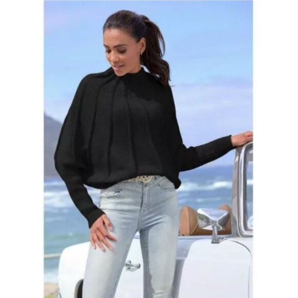Noracore Sweaters - New Noracora Women's Black Knitted Mock Neck Sweater Size L